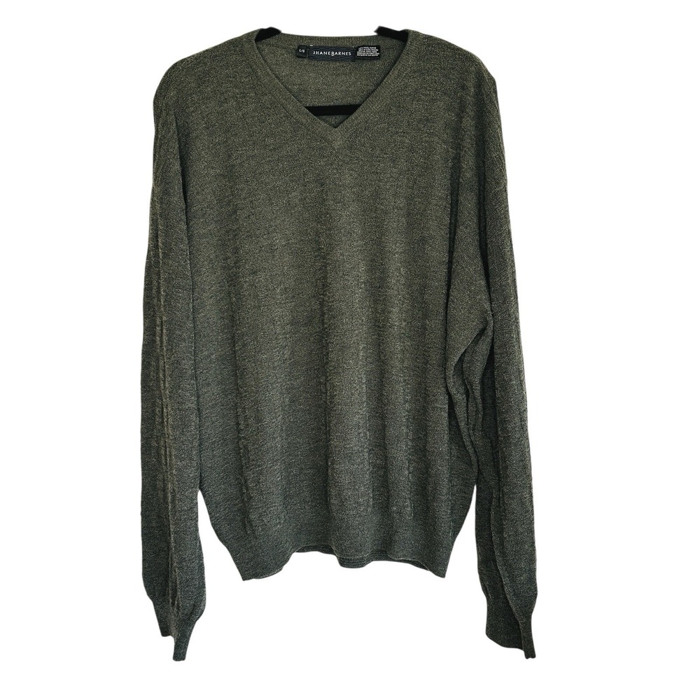 Vintage Jhane Barnes Sweater Large Preppy V Neck Wool Blend Minimalist Vaca‎ 90s